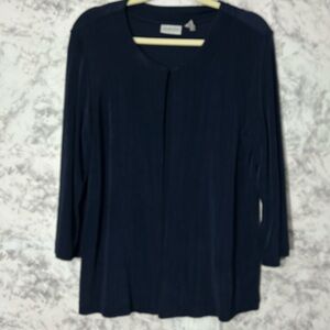 Chico's Navy Long-Sleeve Open-Front Top